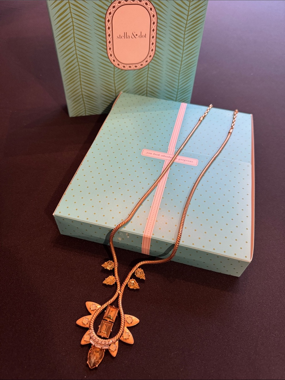 Stella & Dot Gold Sunburst Pendant Necklace with Crystal Accents